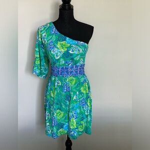 Lilly Pulitzer Nikki One-Shoulder Romper ‘In a Flutter’ Sz S